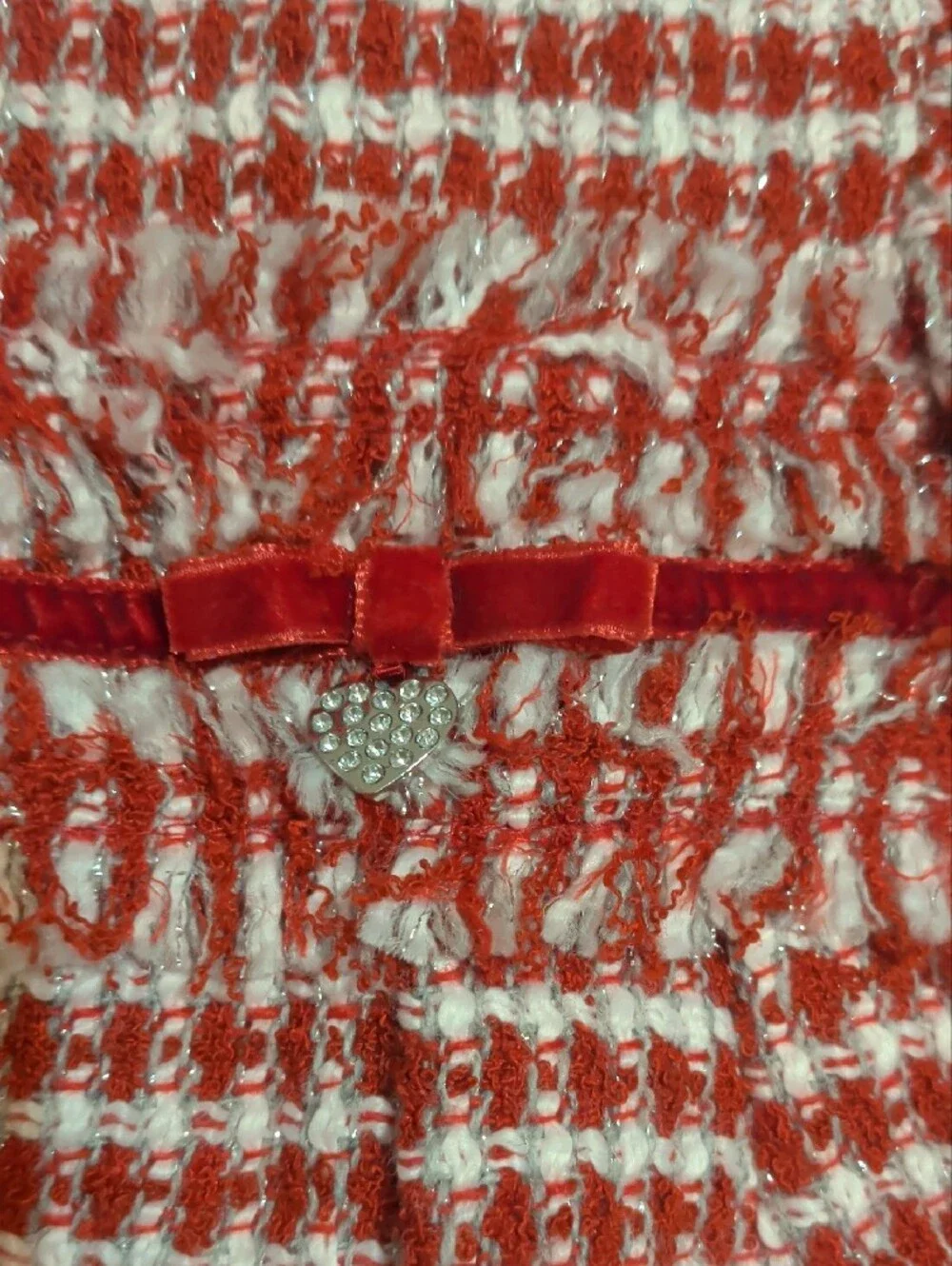 Mayoral Red and White Check Tweed Dress White Petticoat Lining